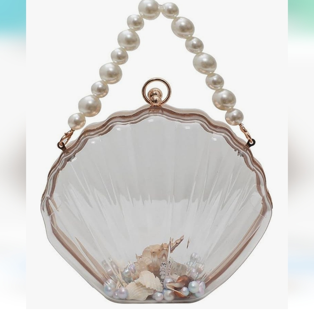 Clear Shell Clutch with Pearl Handle